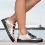 Ibiza leather sneakers, Gold Color