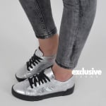 Ibiza leather sneakers, Silver Color