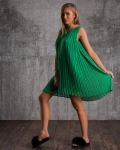 Riviera Pleated Dress, Green Color