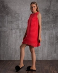 Riviera Pleated Dress, Red Color
