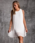 Riviera Pleated Dress, White Color