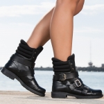 Allegra Buckle Boots, Black Color