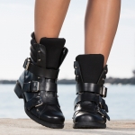 Allegra Buckle Boots, Black Color