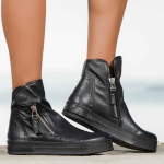 Raven High Top Leather Sneakers, Black Color