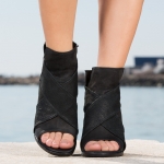 Supermodel Peep Toe Ankle Boots, Black Color