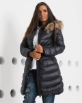 Grace Padded Jacket With Real Fur Trim, Red Color