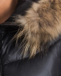 Grace Padded Jacket With Real Fur Trim, Black Color