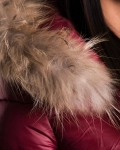 Grace Padded Jacket With Real Fur Trim, Red Color