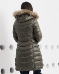 Grace Padded Jacket With Real Fur Trim, Green Color