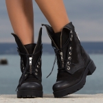 Sphere Leather Boots, Black Color