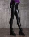 Gloss Faux Leather Leggings, Black Color