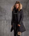 Perfecta Jacket With Real Fur Pom Pom, Black Color