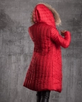 Perfecta Jacket With Real Fur Pom Pom, Red Color