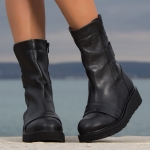 Dynasty Leather Boots, Black Color