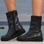 Dynasty Leather Boots, Black Color