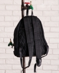 Velvet Corduroy Backpack With Pins, Black Color