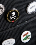 Velvet Corduroy Backpack With Pins, Black Color