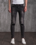 Influencer Jeans With Knee Patches, Black Color