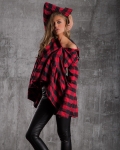 Promise High-Low Plaid Shirt, Red Color