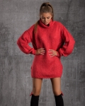 Pumpkin Spice Long Turtleneck Sweater, Red Color