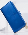 Divide Patent Leather Wallet, Blue Color