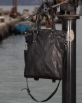 Extract Leather Bag With Chain, Black Color