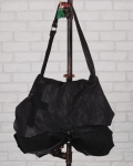Voyage Leather Bag With Lace Cross Design, Black Color