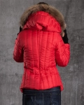 Interstellar Quilted Jacket With Real Fur Hood, Coral Color