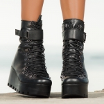 Dynamic Lace-Up Booties, Black Color