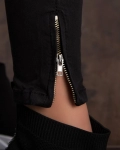 Jasmine Zip Cuff Trousers, Black Color