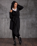 Amore long hooded cardigan, Black Color