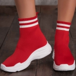 Boulevard Sock Sneakers, Red Color