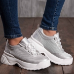 Double chunky platform sneakers, Silver Color