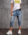 Punk Love Boyfriend Jeans, Blue Color