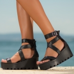 Prize platform sandals, Black Color
