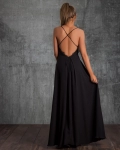 Magnetism Lace-Trim Long Dress, Black Color