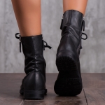 Pacific Peep Toe Lace-Up Boots, Black Color
