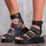 Ocean Leather Gladiator Sandals, Black Color