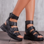 Ocean Leather Gladiator Sandals, Black Color