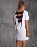 Geometric Self T-Shirt Dress, White Color