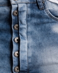 Memento Denim Shorts With Buttons, Blue Color
