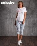 Flamingo T-Shirt With Feathers, White Color