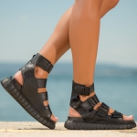Meteora Buckle Strap Sandals, Black Color