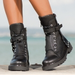 Katana Studded Leather Boots, Black Color