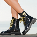 Flavors Patent Leather Ankle Boots, Black Color