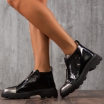Torvi Patent Leather Ankle Boots, Black Color