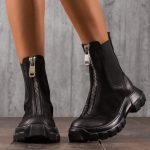 Contemporary Nubuck Leather Boots, Black Color