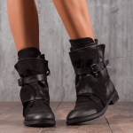 Baltimore Leather Boots, Black Color