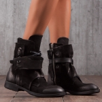 Baltimore Leather Boots, Black Color