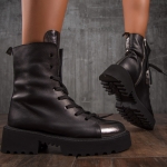 Toxic Leather Boots, Black Color